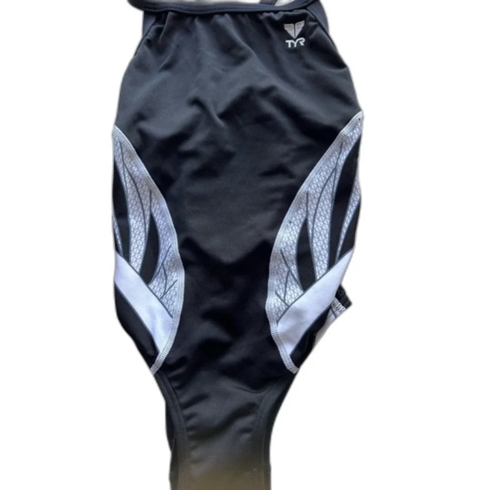 TYR girl Competition Swimsuit Black White Diamondfit Phoenix size 26.